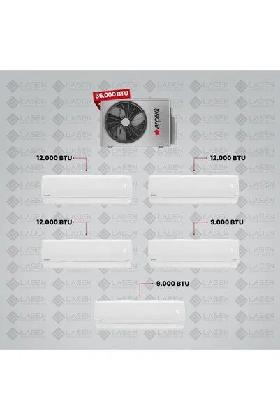 Arçelik 1+5 Multi Sistem Klima / 36100 Md Pro Dış Ünite ( 2 adet 9 BTU BEYAZ + 3 adet 12 BTU BEYAZ İç Ünite)
