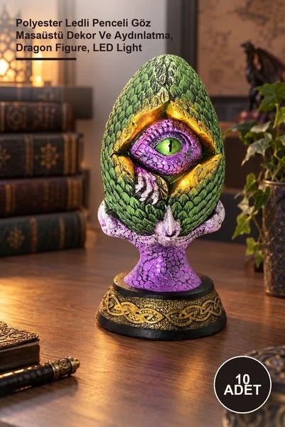 Yenilig 10 Adet Dekoratif Dragon Figür – Polyester Ledli Penceli Göz Masaüstü Dekor Ve Aydınlatma, Dragon Figure, LED Light