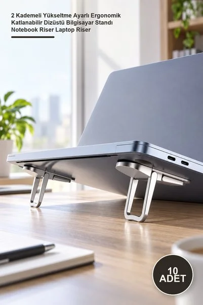 Yenilig 10 Adet Laptop Standı – 2 Kademeli Yükseltme Ayarlı Ergonomik Katlanabilir Dizüstü Bilgisayar Standı Notebook Riser Laptop Riser
