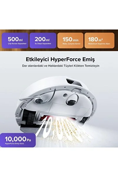 Roborock 10000Pa HyperForce PreciSense LiDAR Navigasyon VibraRise 2.0 Paspas Çift Fırça Robot Süpürge Tiftik Makinesi HEDİYE (Onerous)