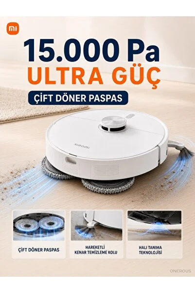 Xiaomi 15000Pa Akıllı Robot Süpürge Ve Mop Çift Döner Mop LDS Lazer Navigasyon Anti Dolanma, Derin Temizlik