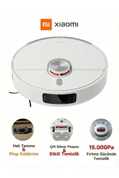 Xiaomi 15000Pa Robot Süpürge Bıçaklı Fırça Çift Döner Paspas Lazer Navigasyon 3D Engel Tanıma Premium
