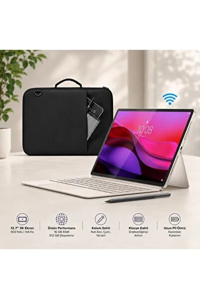 LENOVO 16 GB RAM 512 GB Depolamalı 12,7 İnç 3K 144 Hz Tablet, Klavye ve Kalemli Yüksek , Yaratıcı Çizim ve Ofis Kullanımı İçin Siyah | Set: Klavye, Kalem