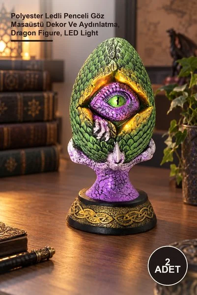 Yenilig 2 Adet Dekoratif Dragon Figür – Polyester Ledli Penceli Göz Masaüstü Dekor Ve Aydınlatma, Dragon Figure, LED Light