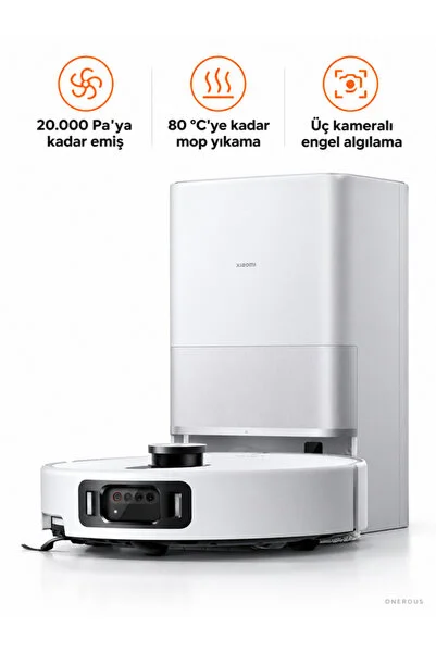 Xiaomi 20000 Pa Üç Kameralı İstasyonlu LDS Lazer Navigasyonlu Robot Süpürge Beyaz + Mutfak Tartısı(Onerous)