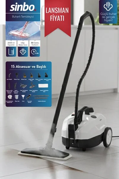 Sinbo 2000W 5 Bar Yüksek Basınçlı 2 Litre 15 Başlıklı 110°C Profesyonel Buharlı Temizleyici SSC-6428