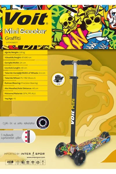 Voit 218 IŞIKLI 3 TEKER SCOOTER GRAFFITI 77
