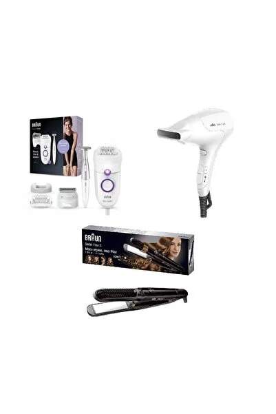 Braun 3'lü Set - Saç Kurutma - Saç Düzleştirici - Epilatör