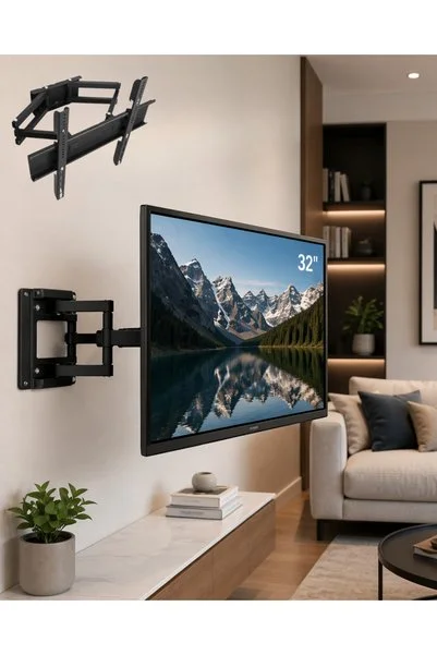 Eco Lounge 32 55 İnç Hareketli TV Askı Aparatı Duvar Tipi Döner Eğimli Televizyon Askısı