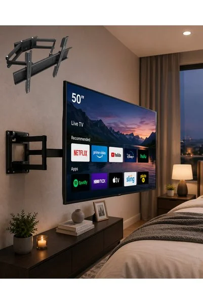 FMA 32 55 İnç TV Askı Aparatı Hareketli Duvar Askısı Döner Televizyon Tutucu