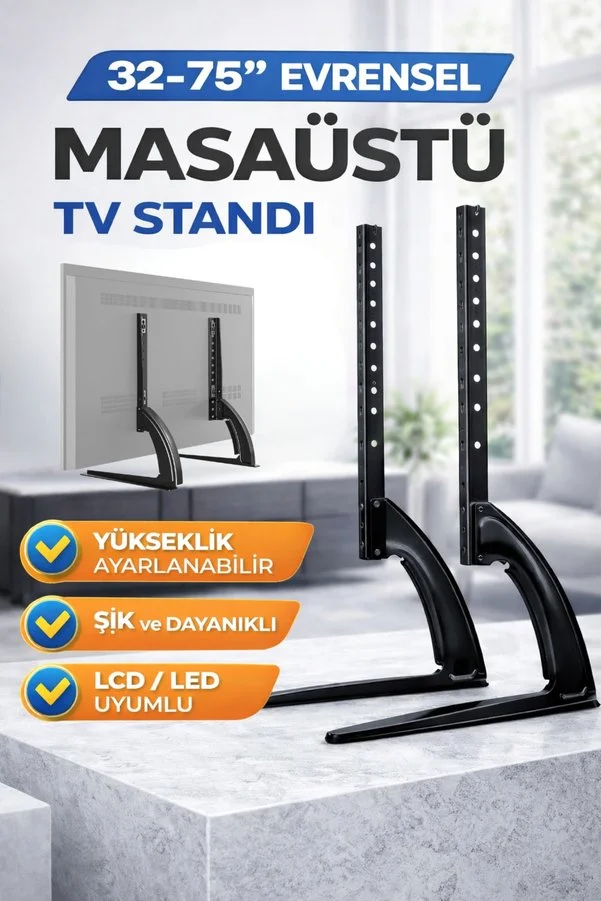 MultiZone 32-75" Evrensel Masaüstü TV Standı Yükseklik Ayarlı Sabit Ekran LCD LED Dayanıklı Tasarım