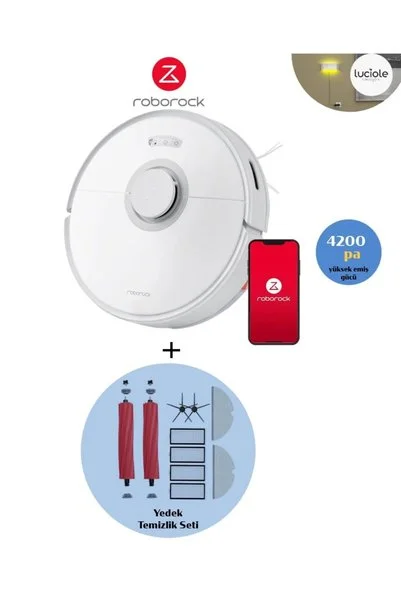 Roborock 4200 Pa emirş gücü , 300 m² temzilenebilir alan Q7MAX Robot Süpürge Temizlik Seti + Lambader Hediye
