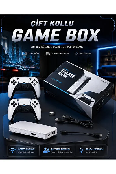 EMVERA 4K 3D HD Görüntü Kaliteli Kablosuz Çift Kollu 20.000 Oyunlu Retro Oyun Konsolu TV Box