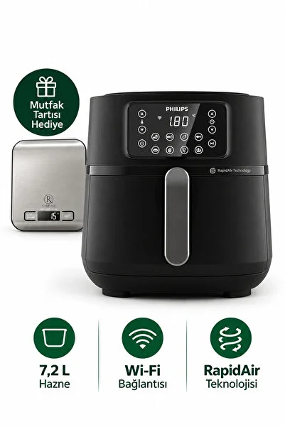 Philips 5000 XXL Connected Airfryer 7,2 L Hazne Wi-Fi Bağlantısı Mutfak Tartısı Hediye
