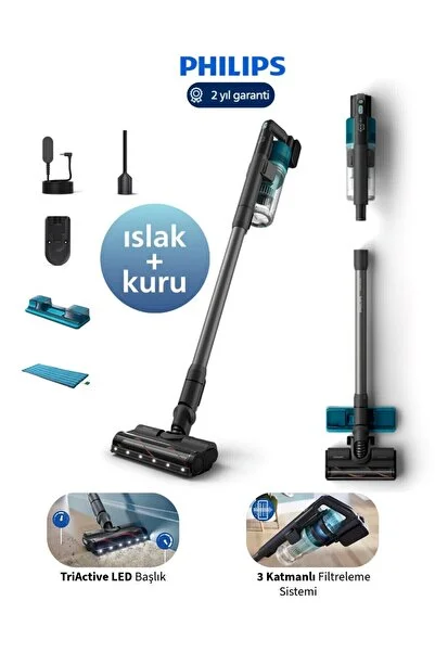 Philips 6000 Serisi Dikey Süpürge XC6553 Islak & Kuru Süpürme Zemin Tipini Algılayan Akıllı Başlık