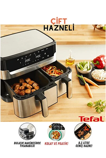 TEFAL 8,3L Aile Boyu Geniş Çift Hazneli 8 Ön Ayarlı Pişirme Programlı Premium Airfyer