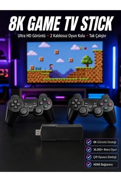 EGE YAPI 8K Ultra HD Game Box 36500 Oyunlu Game Stick Oyun Konsolu
