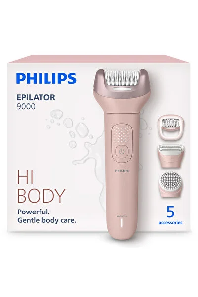 Philips 9000 Serisi BRE718/05 Tüm Vücut Epilatör Seti, Islak&Kuru, Kablosuz, Tıraş Başlığı, Peeling Fırçası