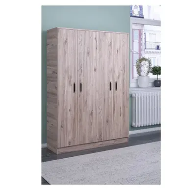 Abete Atlantik Çam Elbise Dolabı-Yüklük-Kiler 4 Kapılı Gardrop