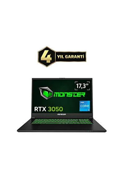 MONSTER Abra A7 V15.5.7 Intel Core i5 13500H 8 GB RAM 500 GB SSD 4 GB RTX 3050 Windows 17,3" 144 Hz