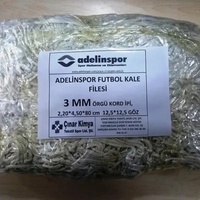 adelinspor Futbol Kale Filesi 3 mm Kord Ipi 4 50x2 20x0 8 m