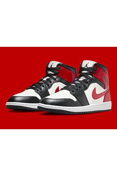 Nike Air Jordan 1 Mid Gym Red Off Noir Limited Kadın Spor Ayakkabı BQ6472-160