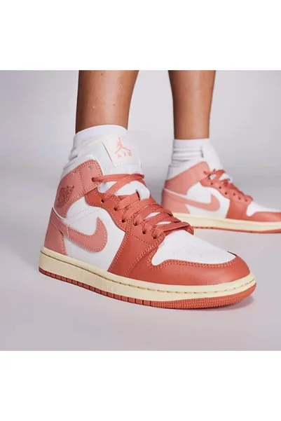 Nike Air Jordan 1 Mid 'Madder Root' Unisex Spor Basketbol Ayakkabısı 6472-180 ( SPORTİKS ) DAR KALIPTIR...