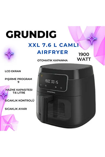 Grundig AirFit XXL 7.6 L Camlı Airfryer