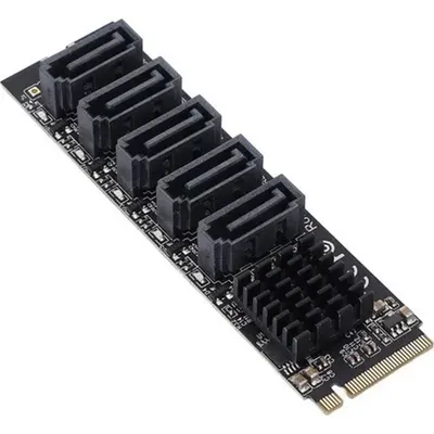 Alfais 4496 M.2 Nvme Pci-e X4 X8 X16 To Sata 3 5 Port Adaptor Riser Çoklayıcı Kart