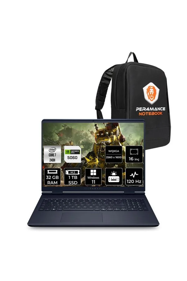 Dell Alienware 16 Aurora Intel Core 7 240H 32GB 1TB SSD RTX5060/8GB 16" QHD+ W11H Gaming Laptop