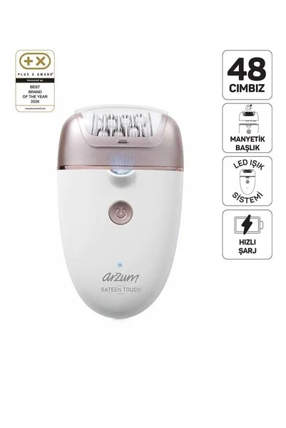 Arzum AR5175 Sateen Touch Şarjlı Epilasyon Seti, 48 Cımbızlı Başlık, 2 Farklı Hız Ayarı, Led Işık - PH