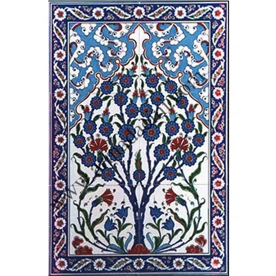 Armada Çini 40x60 Cm ED 514 Kobalt Hayat ağaç Eldekoru Çini Pano