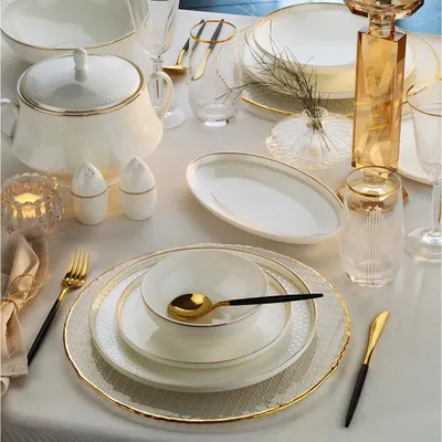 Aryıldız Maria Gold 60 Parça 12 Kişilik Yemek Takımı