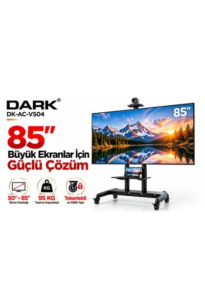 Dark AVA1800 50"- 85" Dev Ekran TV Destekli, Hareketli, Tekerlekli TV - Monitör Fuar Standı