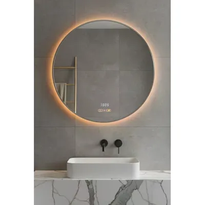Avend Akıllı Ayna Hareket Sensörlü Buhar Tutmayan Dokunmatik 3 Butonlu 3 Renk Led Işıklı HD Yansıma Dimmer Özellikli Lüks Gümüş Çerçeveli Lavabo Makyaj Banyo Aynası 70 CM