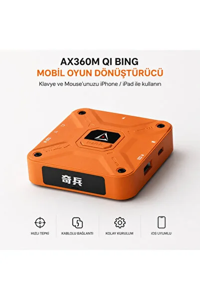 GetBlueTech AX360M iOS Klavye Mouse Dönüştürücü | iPhone & iPad Mobil Oyun Adaptörü | Kurulum Destekli