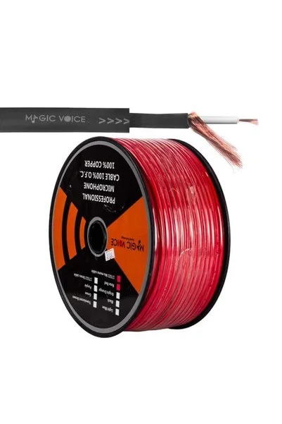 MagicVoice B96 Profesyonel Tek Damarlı Blendajlı Enstrüman Mikrofon Kablosu Mono 100 Metre (Kırmızı)