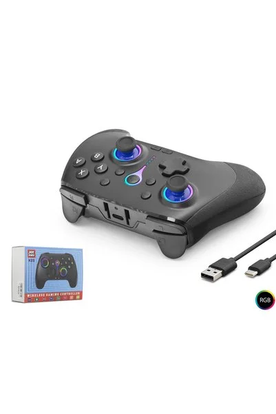 EkoAlışverişDünyam Bluetooth Gamepad Pc Ios Android Switch Ps3 Ps4 Uyumlu Rgb - Siyah ND505B