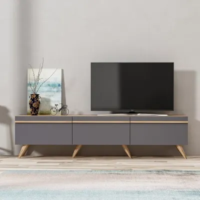 BMdekor Asil Antrasit Meşe 180 cm Tv Sehpası