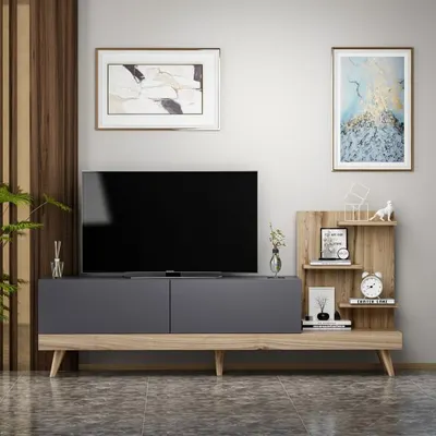 BMdekor Desso Antrasit Ceviz 180 cm TV Sehpası