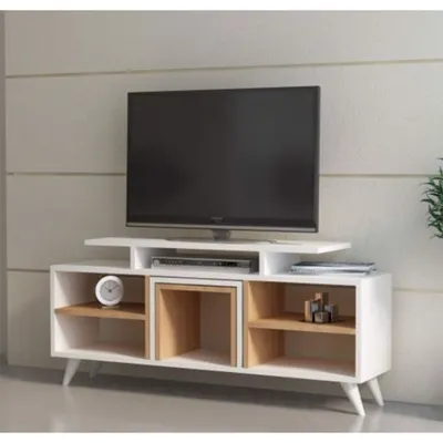 BMdekor Kervan Beyaz Teak TV Ünitesi