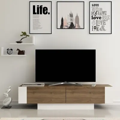 BMdekor Uranüs Beyaz Ceviz 150 cm Tv Ünitesi
