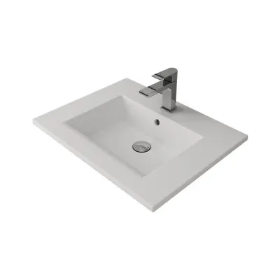Bocchi Milano Etajerli 60 cm Parlak Beyaz Lavabo