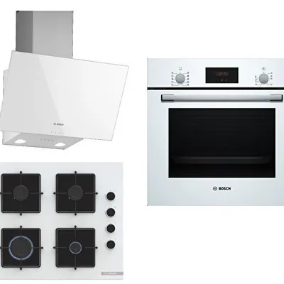Bosch HBF512BW1T - POP6C2P30O - DWK63PJ20T Beyaz 3'lü Ankastre Set