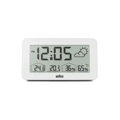 Braun BC13WP Beyaz Dijital Hava Durumu Alarmlı Masa Saati