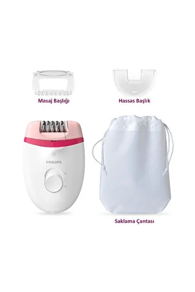 Philips BRE255/05 Kablolu Epilatör,Bacak İçin Kullanım,Işık Özellikli,3 Ek Parçalı,2 Hız Ayarı
