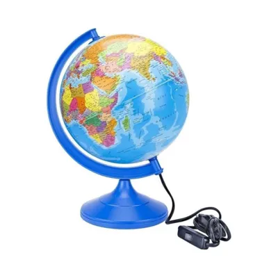 Brons Işıklı Dünya Küre Siyasi 26Cm Br-827