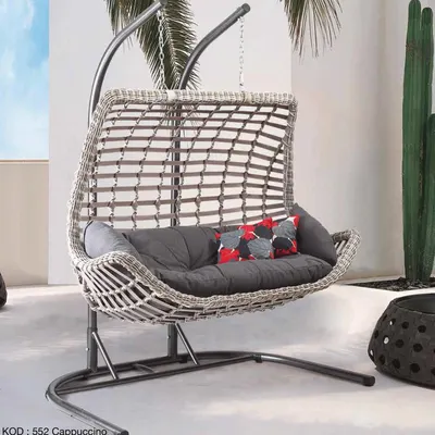 Capri Swing Cunda Çiftli Rattan Bahçe Salıncağı | Balkon Salıncağı