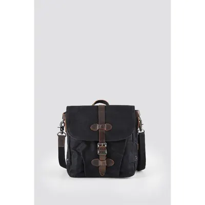 Ççs 31487 Siyah Mumlanmış Kanvas Retro Omuz Çantası