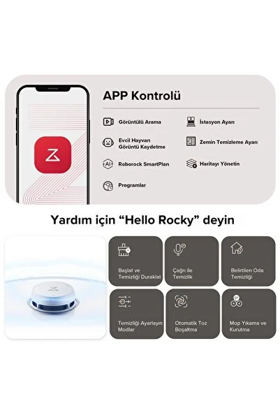 Roborock Çift Fırça FlexiArm Kenar Temizleme AdaptiLift Şasi 4 cm Engel Aşma Çift Döner Mop Otomatik Toz Boşaltma Mop Yıkama ve Kurutma İstasyonlu